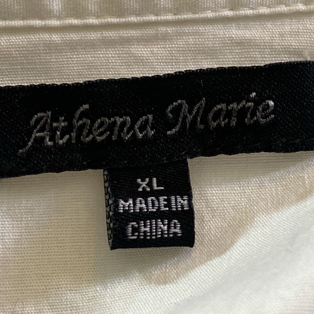 Athena Marie Elegant White Shirt with Pink Floral Embroidery Size XL - Picture 4 of 6